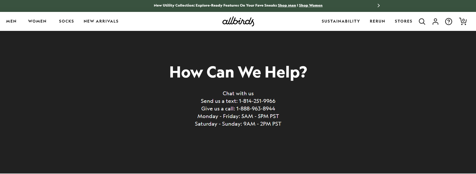 allbird contact us page